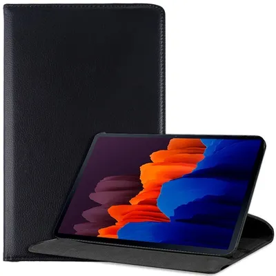 Coole schlichte schwarze Büchertasche für Samsung Galaxy Tab S7 Plus 12,4"