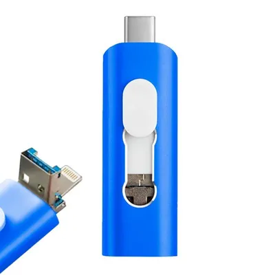 Cooles 3-in-1-64-GB-Lightning-/Typ-C-/Micro-USB-Blau