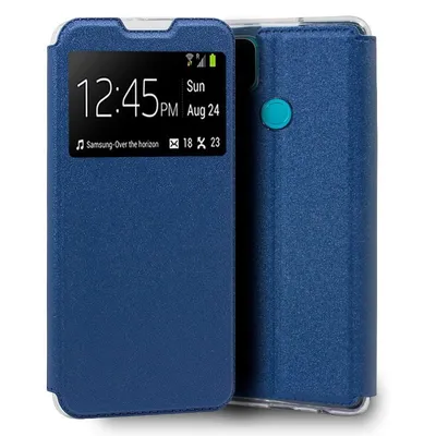Coole, schlichte, blaue Flip-Cover-Hülle für Oppo A15 / A15s