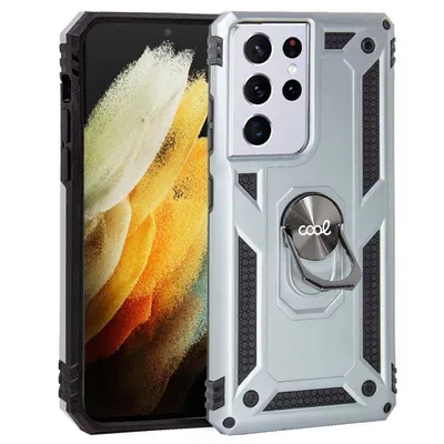 Cooles Hardcase mit silbernem Ring für Samsung Galaxy S21 Ultra