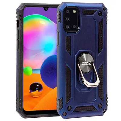 Coole blaue Hartschale mit Ring für Samsung A315 Galaxy A31