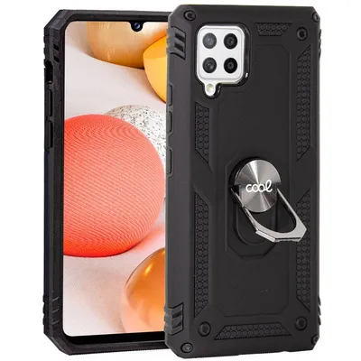 Coole schwarze Hartschale mit Ring für Samsung A426 Galaxy A42 5G