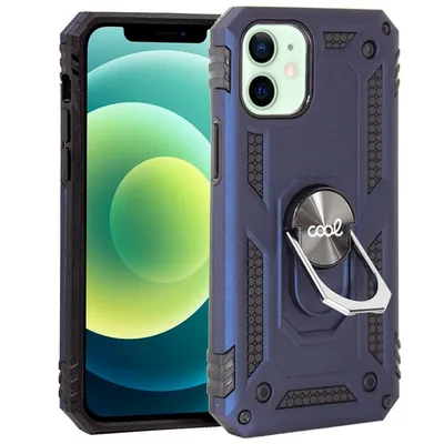 Cooles blaues Hardcase mit Ring für iPhone 12/12 Pro