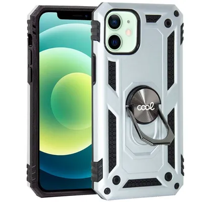 Cooles silbernes Hardcase mit Ring für iPhone 12/12 Pro