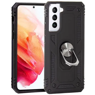 Coole schwarze Hartschale mit Ring für Samsung G990 Galaxy S21