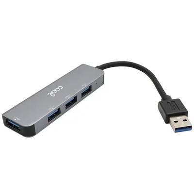 Cooler Universal-USB-Hub mit 4 USB 3.0-Anschlüssen, Aluminiumgrau