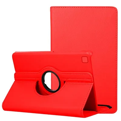 Coole drehbare Hülle aus glattem rotem Kunstleder für Samsung Galaxy Tab A7 Lite 8,7 Zoll