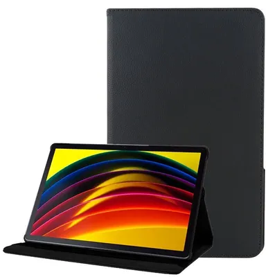 Coole schwarze drehbare Hülle aus glattem Kunstleder für Lenovo Tab P11 Gen 1 11"