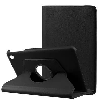 Coole schwarze, glatte, drehbare Kunstlederhülle für Lenovo Tab M10 Gen 3