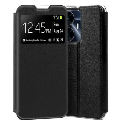 Coole schlichte schwarze Flip-Cover-Hülle für Realme C55