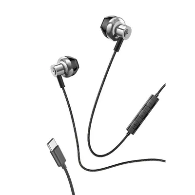 Cool Metal Stereo USB-C Ohrhörer mit Mikrofon Silber