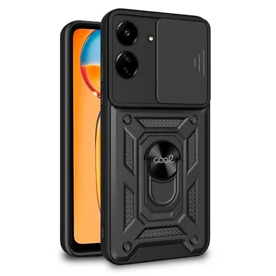 Coole schwarze Hartringhülle für Xiaomi Redmi 13C/Poco C65