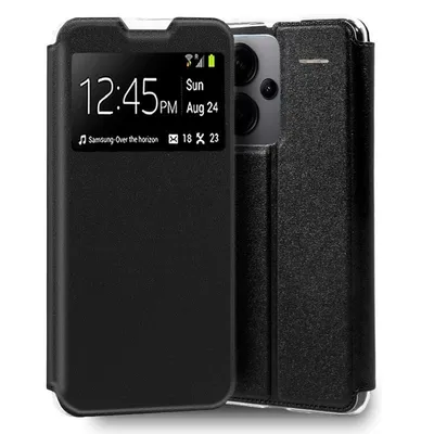 Coole schlichte schwarze Flip-Cover-Hülle im Bookstyle für Xiaomi Redmi Note 13 Pro Plus 5G