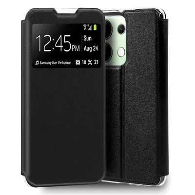 Coole, schwarze, einfarbige Book-Type-Flip-Cover-Hülle für Xiaomi Redmi Note 13