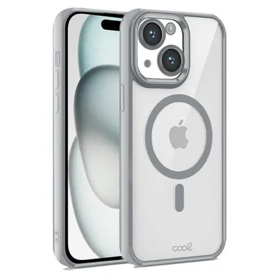 Coole transparente magnetische Hülle mit silbernem Rand für das iPhone 15