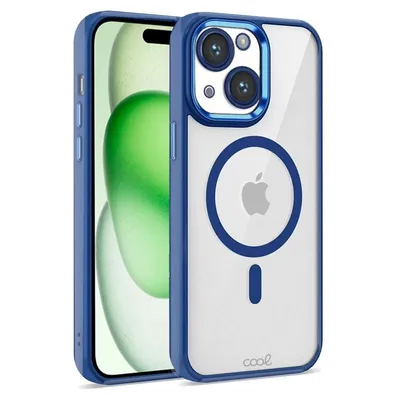 Coole magnetische Hülle mit Marine-Rand für das iPhone 15 Plus