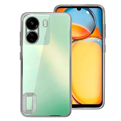 Cooles Bumper Case mit silbernem Metallic-Rand für Xiaomi Redmi 13C/13C 5G/POCO C65