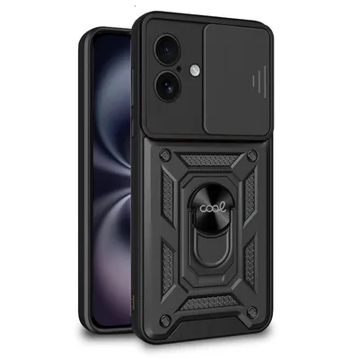 Coole schwarze Hartringhülle für iPhone 16