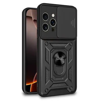 Coole schwarze Hartringhülle für das iPhone 16 Pro Max