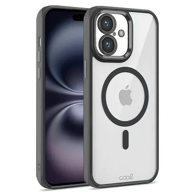 Coole transparente magnetische Hülle mit schwarzem Rand für das iPhone 16