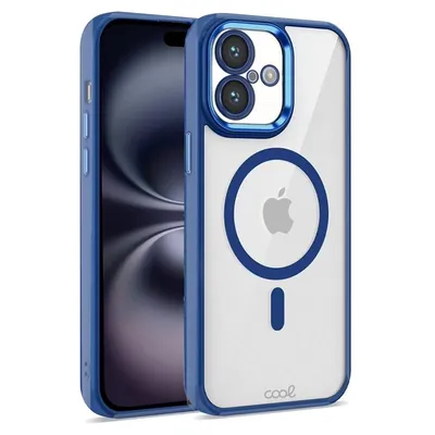 Coole transparente magnetische Hülle mit marineblauem Rand für das iPhone 16