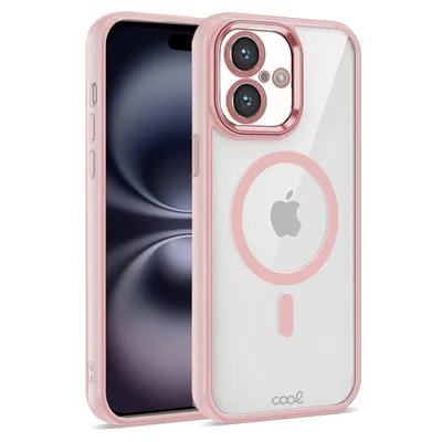Coole transparente magnetische Hülle mit rosa Rand für das iPhone 16