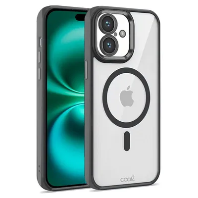 Coole transparente magnetische Hülle mit schwarzem Rand für das iPhone 16 Plus