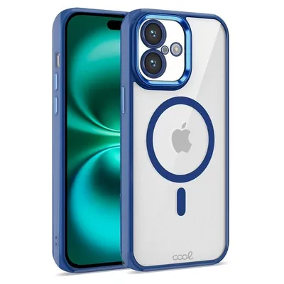 Coole transparente magnetische Hülle mit Marine-Rand für das iPhone 16 Plus