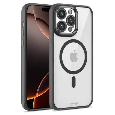 Coole transparente magnetische Hülle mit schwarzem Rand für das iPhone 16 Pro Max