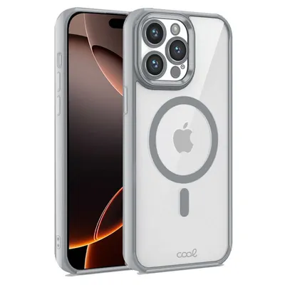 Coole transparente magnetische Hülle mit silbernem Rand für das iPhone 16 Pro Max