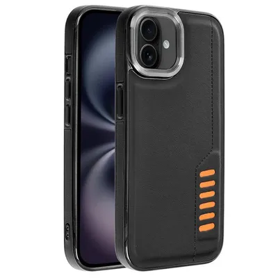 Coole Milano-Hülle aus verstärktem TPU und schwarzem Kunstleder für das iPhone 16