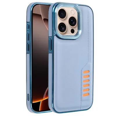 Cool Milano verstärktes TPU- und Kunstleder-Case Blau für iPhone 16 Pro Max