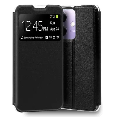 Coole schlichte schwarze Flip-Cover-Hülle für Oppo A40/A40m