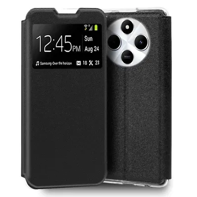 Coole schlichte schwarze Flip-Cover-Hülle für Xiaomi Redmi 14C / POCO C75