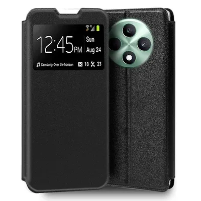 Coole, schlichte schwarze Flip-Cover-Hülle für Oppo Reno 12 F 4G / 5G / Reno 12 FS 4G / 5G