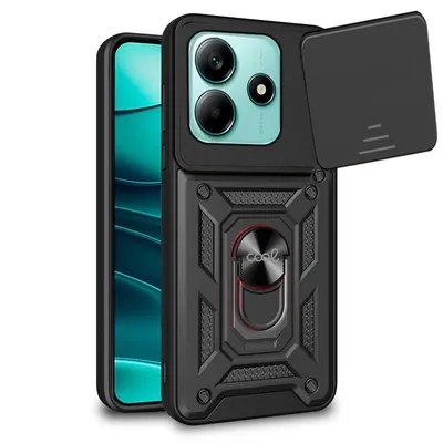 Coole schwarze Hartringhülle für Xiaomi Redmi Note 14 5G