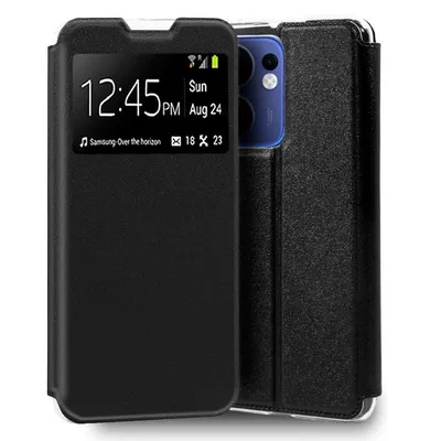 Coole Flip Cover Hülle für Oppo Reno 13 F 5G / 13 FS 5G Glattes Schwarz