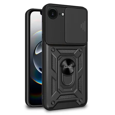 Cool Schutzhülle für iPhone 16e / iPhone 17e mit hartem Ring, Schwarz