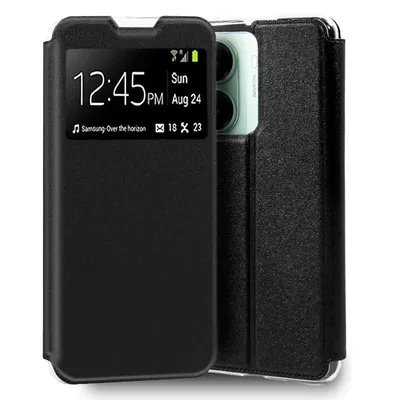 Coole Flip Cover Hülle für Xiaomi Poco X7 Pro 5G Schlichtes Schwarz