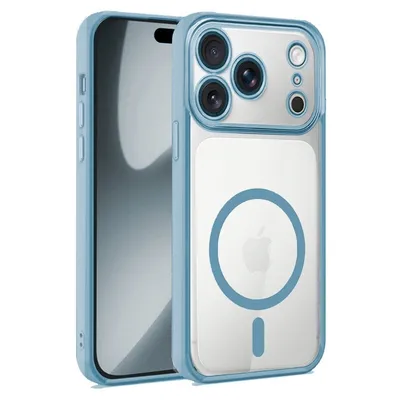 Coole Hülle für iPhone 17 Pro Magnetisch Hellblauer Rand