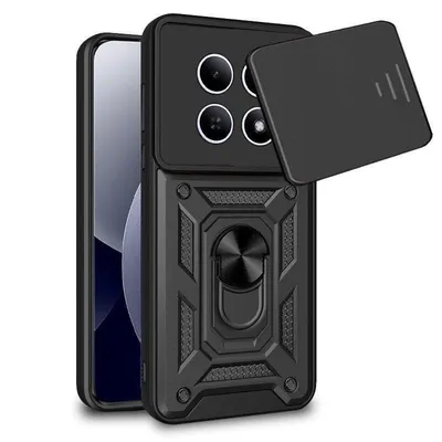 Handyhülle Cool Hard Ring Stoßfest PC TPU Aluminium Schwarz mit Magnet für Xiaomi Redmi Note 15 Pro Plus 5G oder POCO M8 Pro