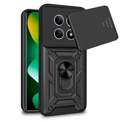 Handyhülle Cool Hard Ring Stoßfest PC TPU Aluminium Schwarz mit Ring und Magnet für Xiaomi Redmi Note 15