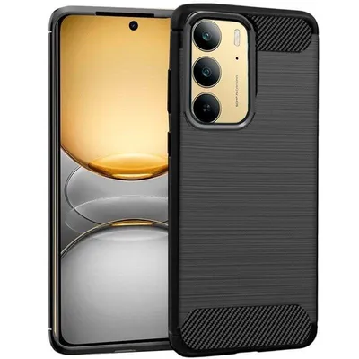 Funda fur Handy Cool Carbon Effekt Stoßfest TPU Schwarz fur Realme C75 14X 5G
