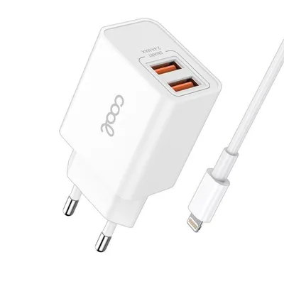 Cool Kit Netzwerkladegerät + USB 2.0 auf Lightning Kabel 1,2 m Weiß