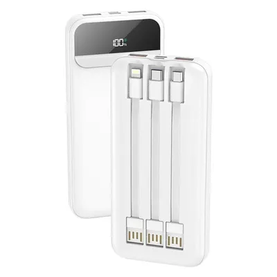 Cool Power Bank 10.000 mAh, Schnellladung, 22,5 W, 3 Kabel, Weiß