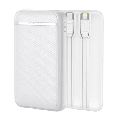 Coole externe Akku-Powerbank 5000 mAh mit USB-C / Lightning-Kabel Weiß