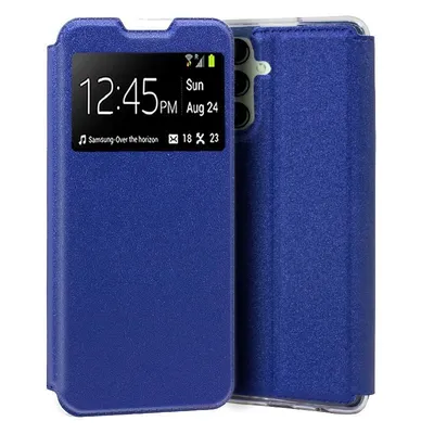Coole, schlichte, blaue Flip-Cover-Hülle für Samsung A145 Galaxy A14 / A14 5G