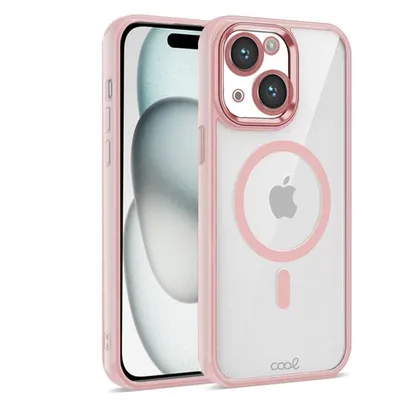 Coole transparente magnetische Hülle mit rosa Rand für das iPhone 15