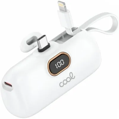 Powerbank Cool Capsule 5000 mAh Weiß LED Digitalanzeige Kompakt