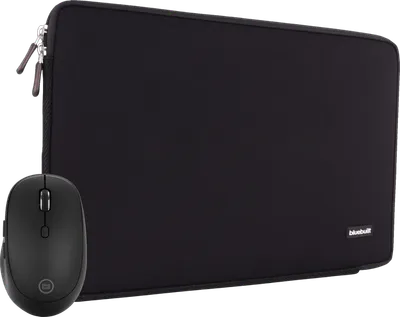 BlueBuilt Laptophülle für Apple MacBook Air 15 Zoll Schwarz + Tradendum Maus